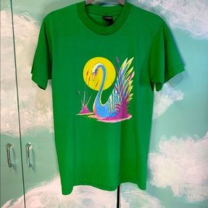 🦢 vintage bright green retro swan graphic tee corder 1989 🦢 perfectly worn in!